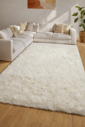 KEVLİNE Yıkanabilir Kaymaz Taban Puffy Peluş Yumuşak Tuşeli Halı