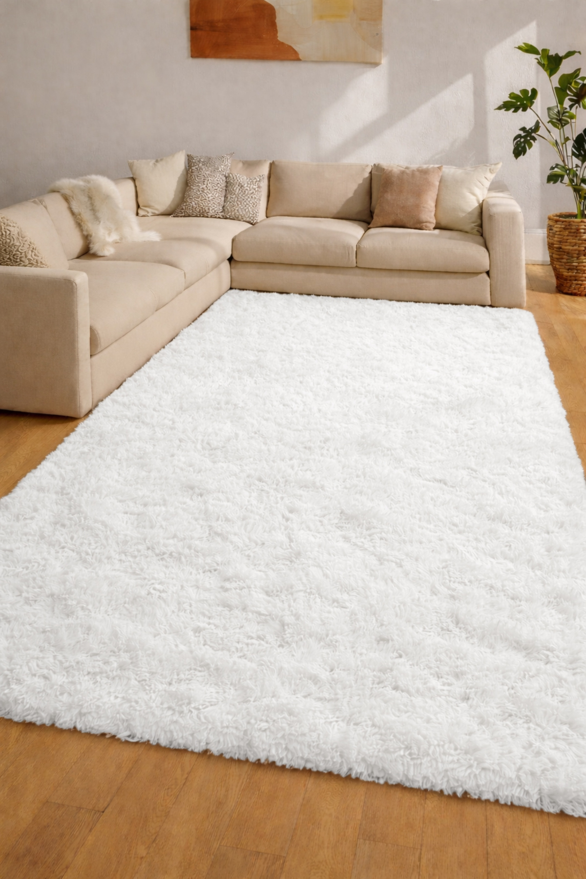 KEVLİNE Yıkanabilir Kaymaz Taban Puffy Peluş Yumuşak Tuşeli Halı