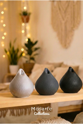 Mosarte Damla Formlu Modern Dekor Vazosu 3D Doku Yüzeyli 3'lü