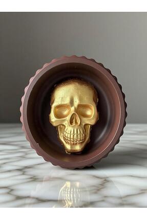 FC Atelier El Yapımı Dekoratif Alçı Biblo Altın Kafatası