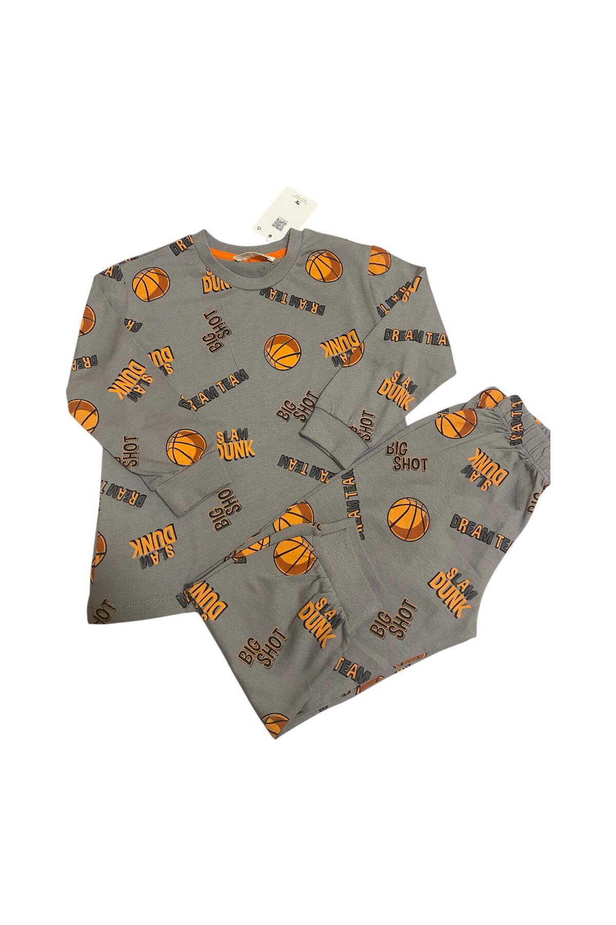 İsobel Kids GRİ BASKETBOL TEMALI %100 PAMUK SÜPREM KUMAŞ UZUN KOL ERKEK ÇOCUK PİJAMA TAKIMI fotoğrafı 3 (önizleme)
