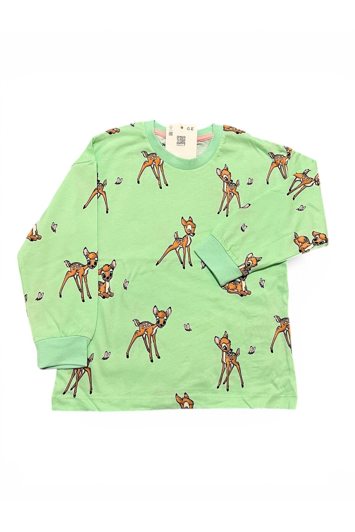 İsobel Kids YEŞİL CEYLAN DESENLİ %100 PAMUK SÜPREM KUMAŞ KIZ ÇOCUK PİJAMA TAKIMI fotoğrafı 4 (önizleme)