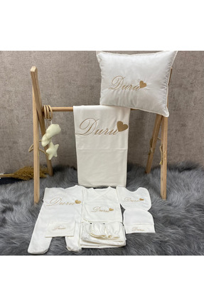 bebek desen 11 Li Nakış Işlemeli Hastane Çıkış Seti Kalpli