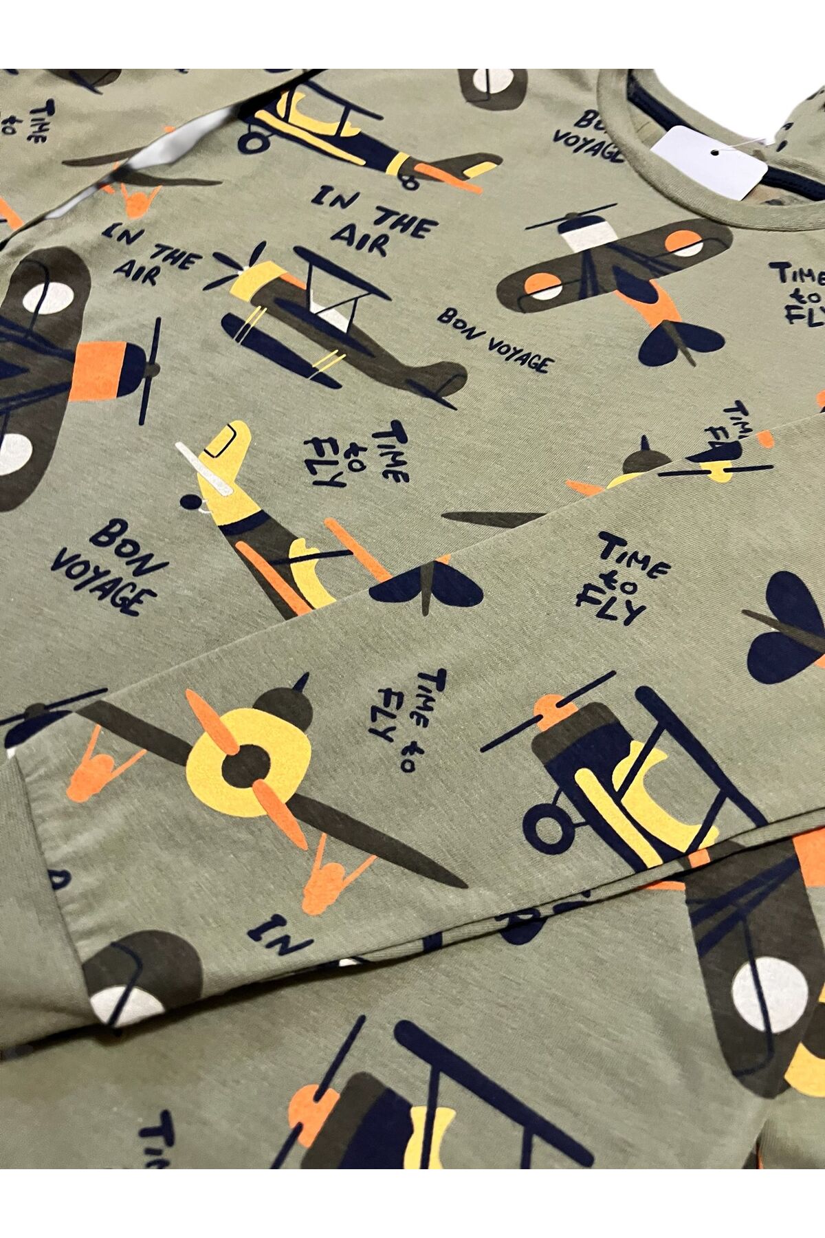 İsobel Kids HAKİ YEŞİLİ HELİKOPTER DESENLİ %100 PAMUK SÜPREM KUMAŞ ERKEK ÇOCUK PİJAMA TAKIMI fotoğrafı 6 (önizleme)