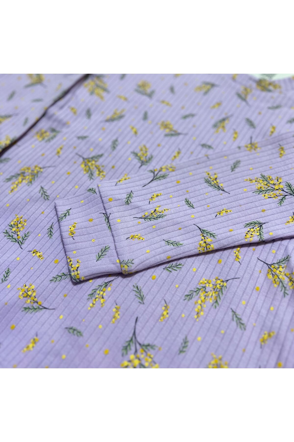 İsobel Kids LİLA ÇİÇEK DESENLİ %100 PAMUK FİTİLLİ KUMAŞ KIZ ÇOCUK PİJAMA TAKIMI fotoğrafı 7 (önizleme)