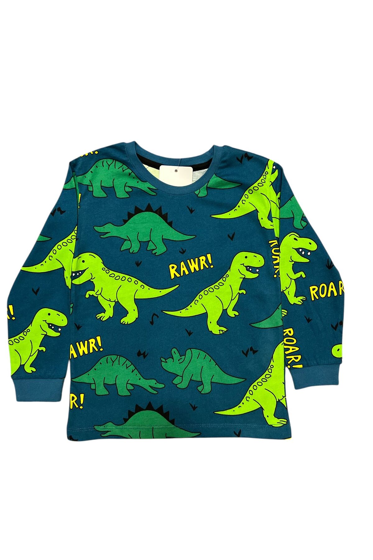 İsobel Kids YEŞİL DİNOZOR DESENLİ %100 PAMUK SÜPREM KUMAŞ ERKEK ÇOCUK PİJAMA TAKIMI fotoğrafı 4 (önizleme)