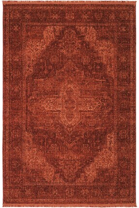 Cool Halı Zerina Kiremit Renkli Pamuk Taban Etnik Desen Vintage Bohem Zamansı...