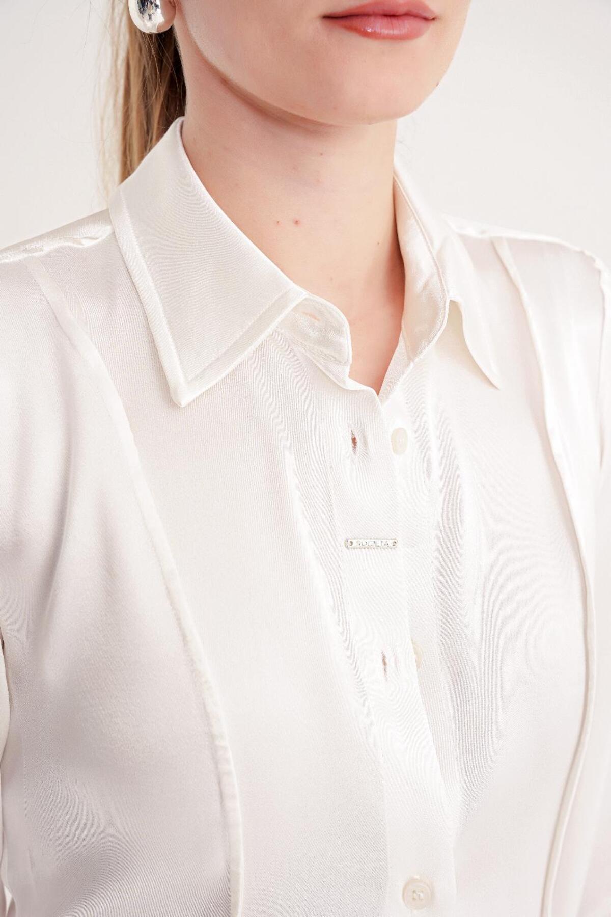 SOCIETA  Ekru Dar kesim gömlek 10766 - Görsel 4