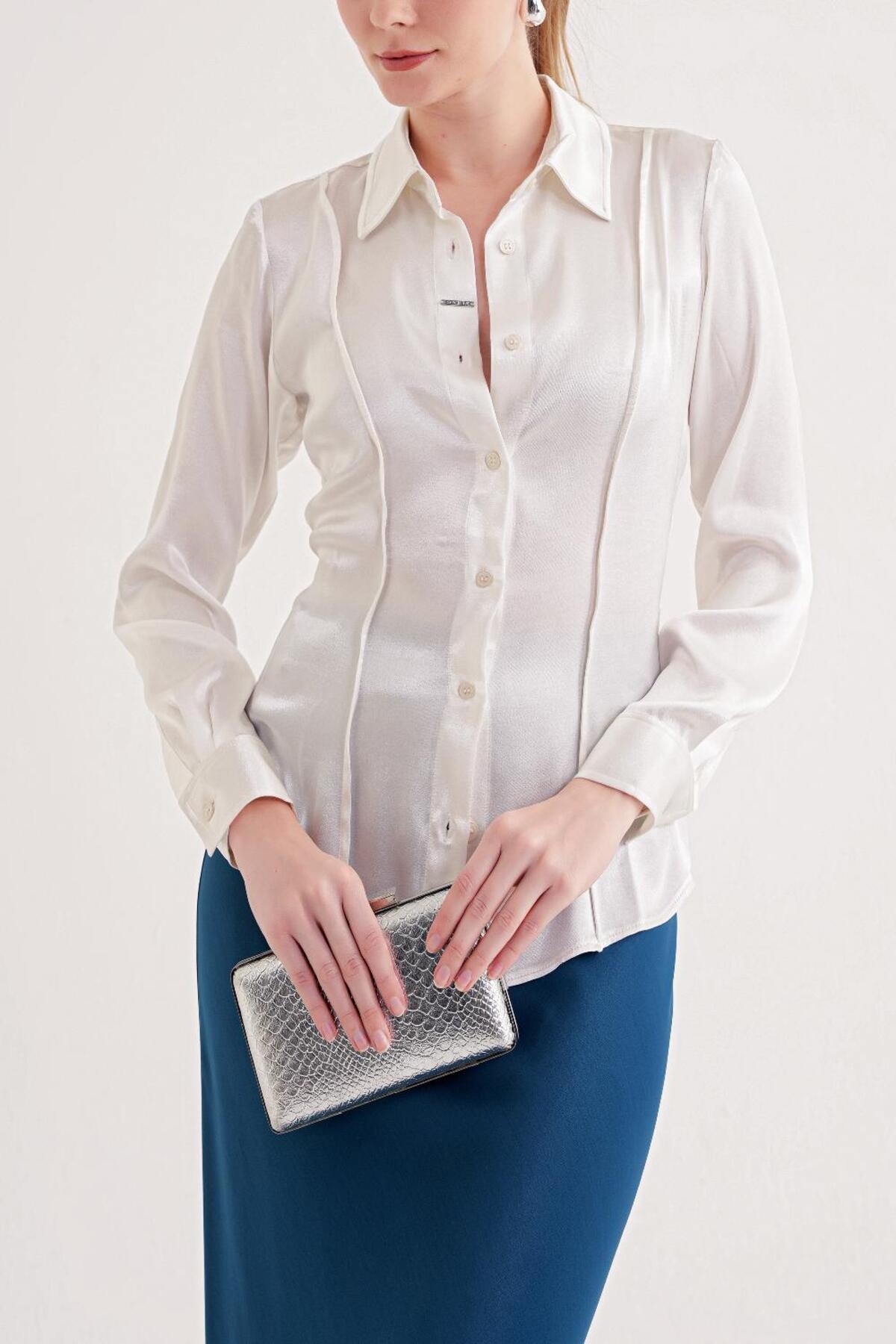 SOCIETA  Ekru Dar kesim gömlek 10766