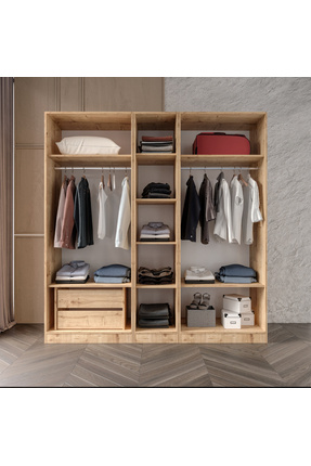 Afilli Yıldız 2 Çekmeceli Giyinme Dolabı Led Askılıklı Tamamı Mdf Kapaksız