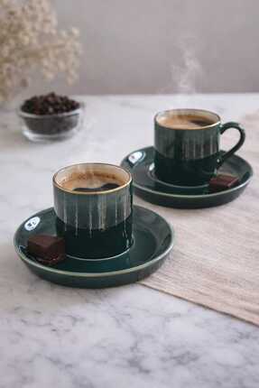 RASHA COLLECTION 2Li Yeşil İnce Porselen Fincan Takımı