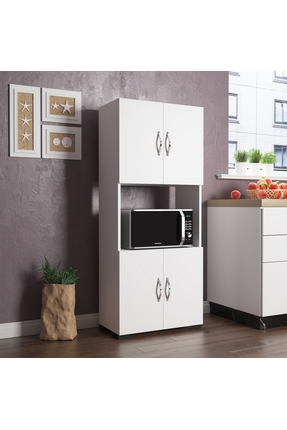 Sakura Ahşap Hunerika Bologna çok amaçlı dolap/kiler dolabı-Wood Beyaz-Minifi...