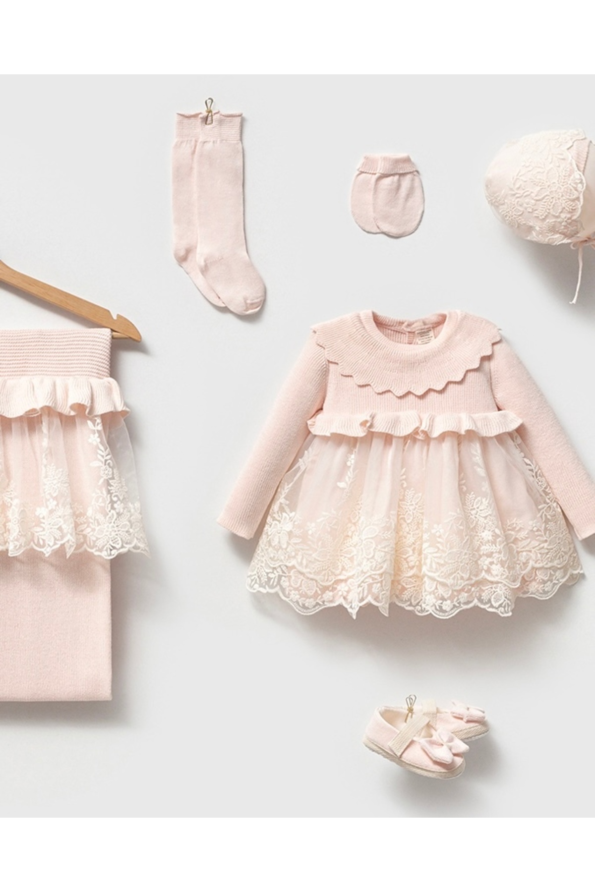 Mert Baby Diana Prenses Triko Organik 6'lı Hastane Çıkış Seti %100 Pamuk Yenidoğan Kız Bebek fotoğrafı 6 (önizleme)