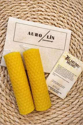 AUROLİN 2li Gold Bee Balmumu Mum Seti (10*3cm)