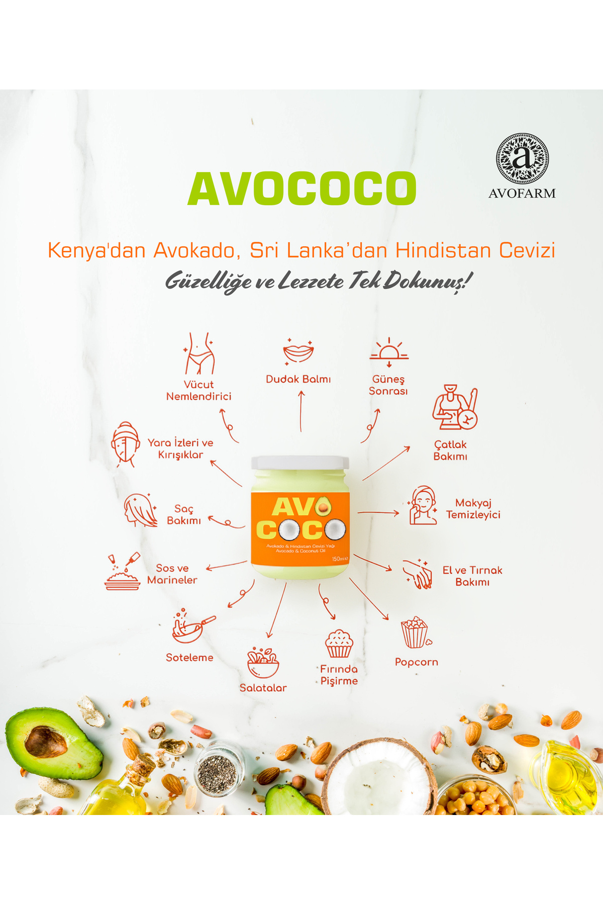 %100 Avococo Avokado & Hindistan Cevizi Yağı 150ML (Soğuk Sıkım) — AVOCOCO150 — تصویر 4 از 4