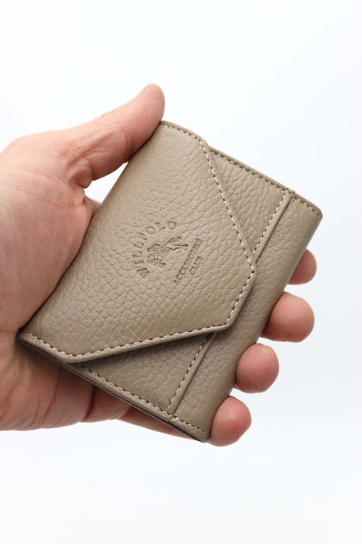 Genuine Leather Cover 12 Slots Beige Accordion Card Holder Envelope Model Credit Card Holder