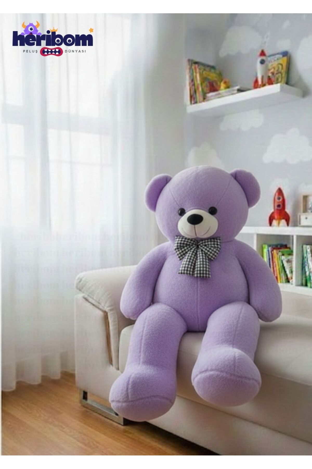 Amy Ai Mi 400 紫　ぬいぐるみ本体　箱　カード付き Heribom 90 Cm Lila Ayı Peluş Ayıcık Hediyelik - Fiyatı, Yorumları