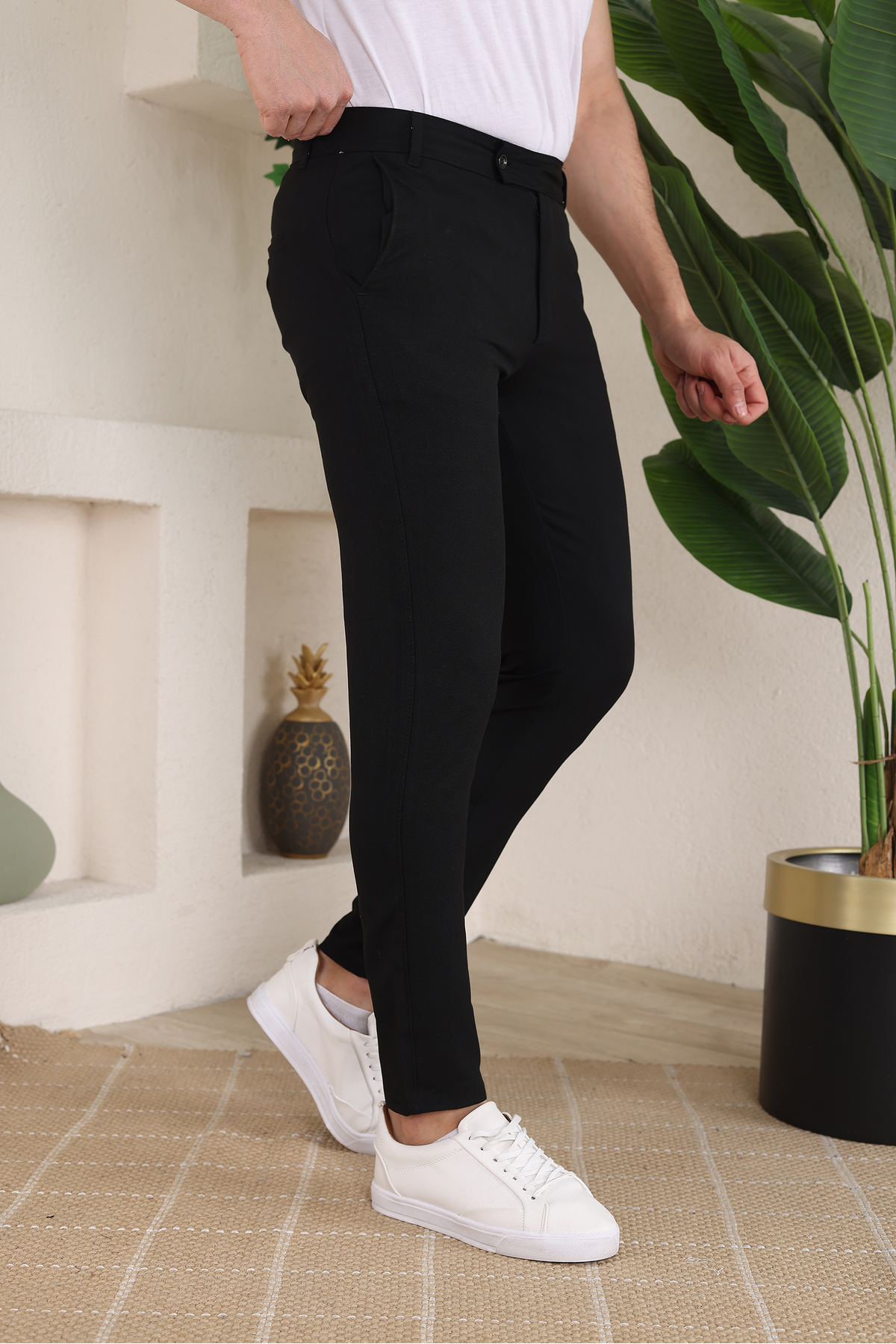 viyamen  Erkek Şık ve Rahat Kumaş Pantolon – Siyah - Görsel 6