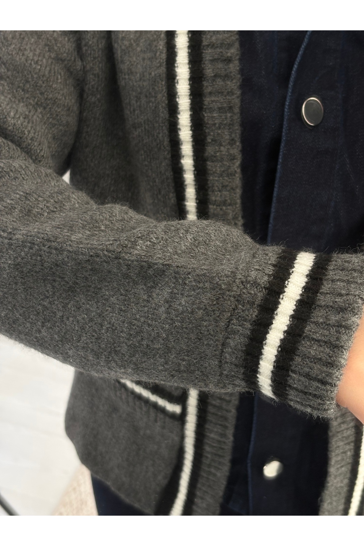 Denim Detay Cepli Hırka — خاکستری 263738200182 — تصویر 3 از 4