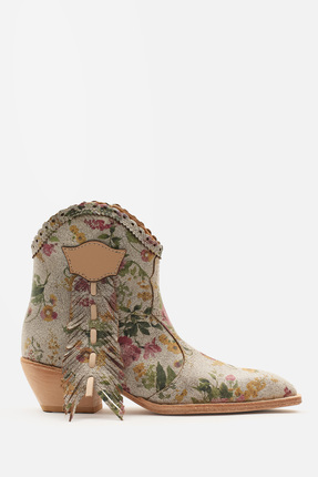 Nobrand Kanye %100 Dana Derisi Flowers Baskı Made in İtaly Kösele Taban Kadın...