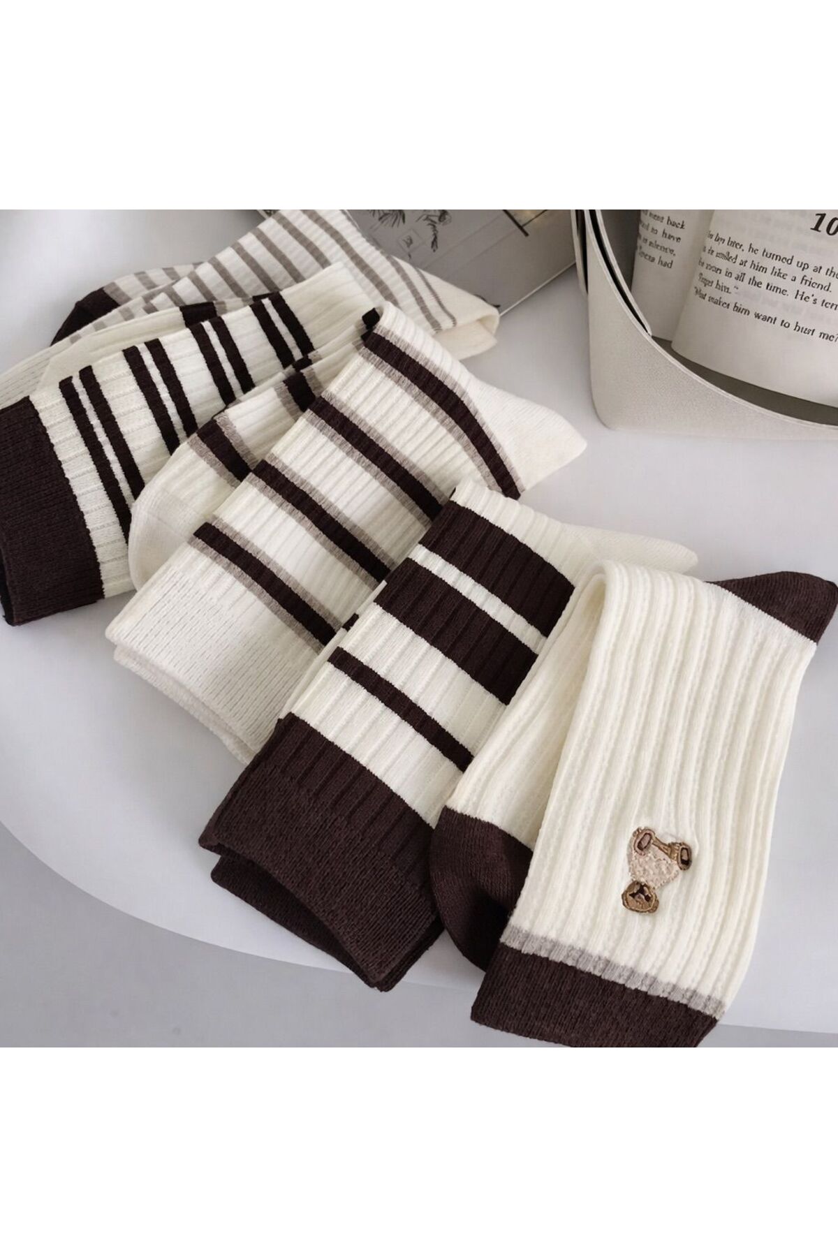 Sky Socks 5-парчен икономичен комплект екрю - комплект унисекс тенис чорапи с...