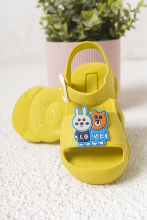 Rexven Erkek/Kız Çocuk Sarı Kaydırmaz Tabanlı Hayvan Figürlü Günlük Rahat Yaz...