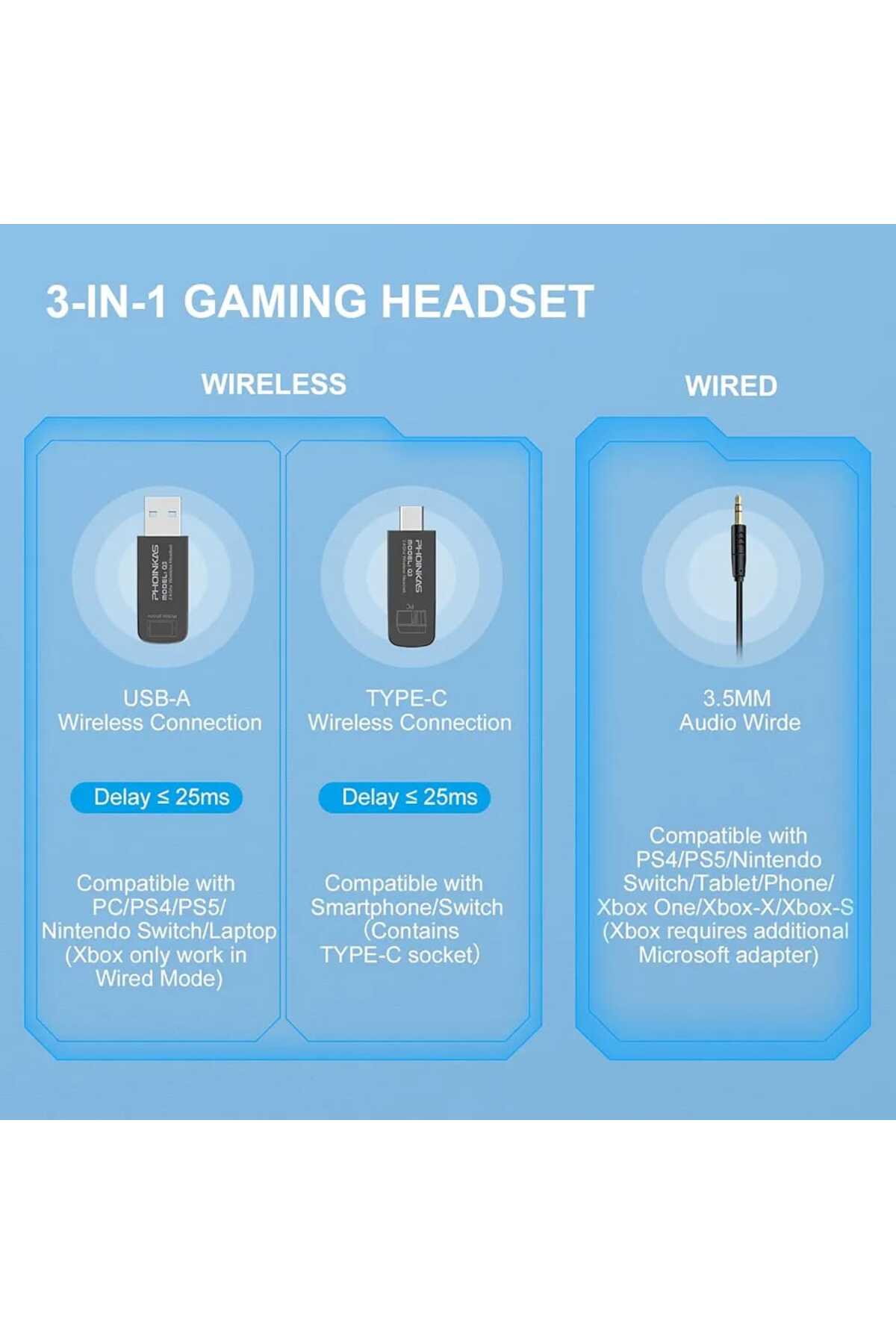 سماعة ألعاب لاسلكية بتردد 2.4 جيجاهرتز لأجهزة الكم...