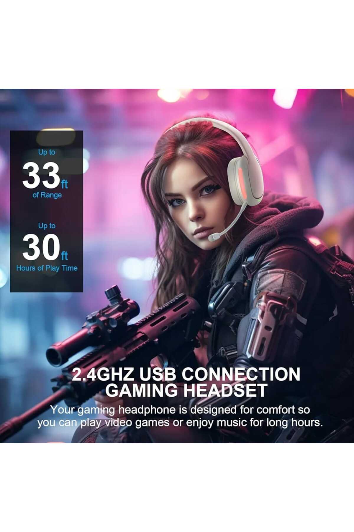 سماعة ألعاب لاسلكية بتردد 2.4 جيجاهرتز لأجهزة الكم...