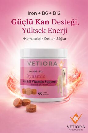 VETIORA Köpekler için Zengin Demir, B6, B12, Folik Asit, Çinko Hematolojik De...