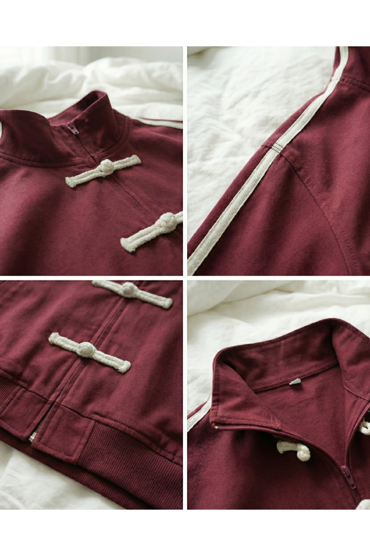 Touz Moda  Çift Çizgili Oversize China Unisex Ceket - Görsel 7