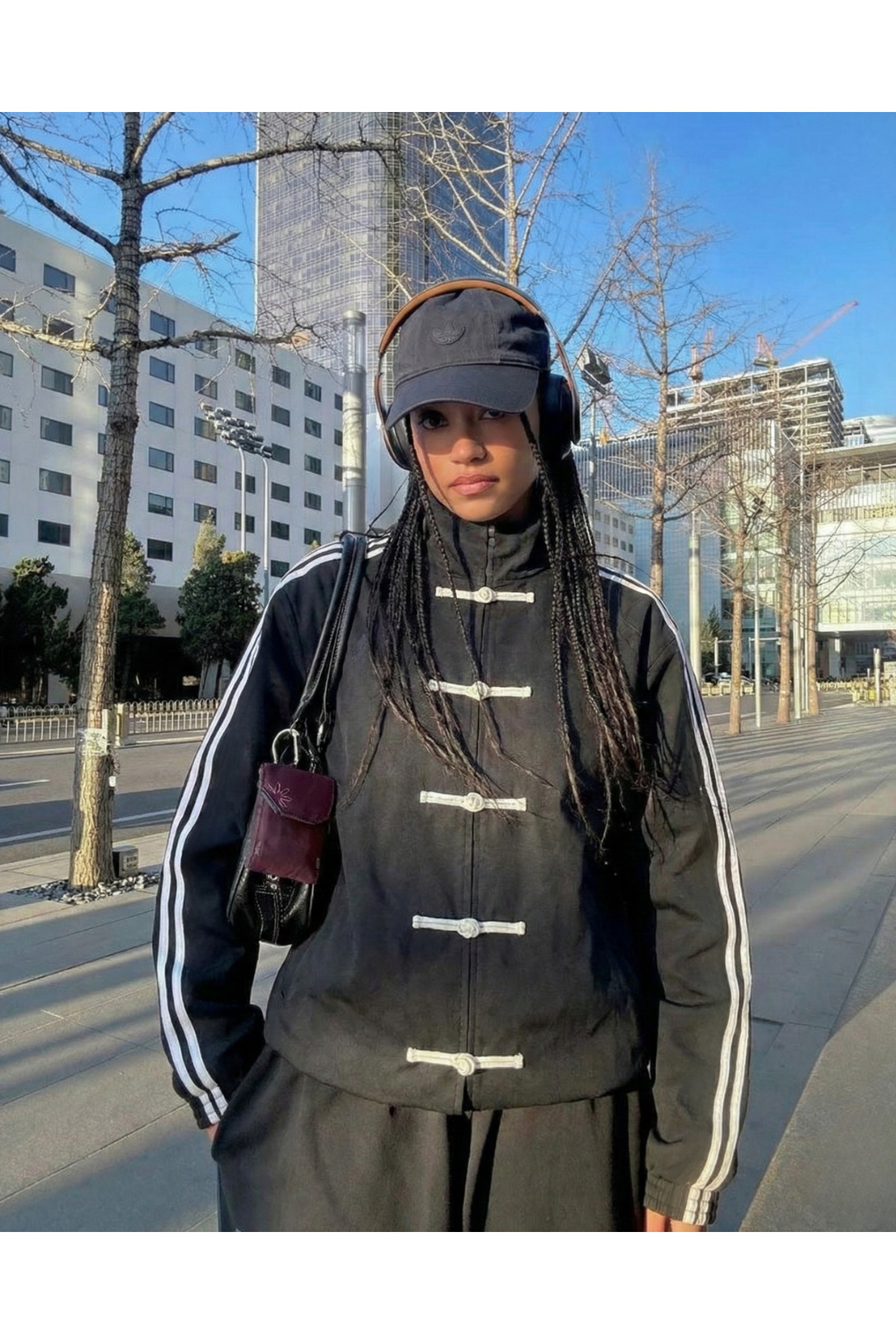 Touz Moda  Çift Çizgili Oversize China Unisex Ceket - Görsel 2