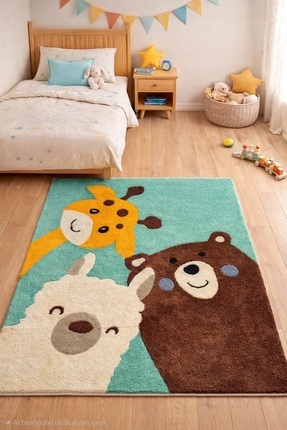 Ekim Tufting El Yapımı Tufting Tasarım Halı Sevimli Dostlar