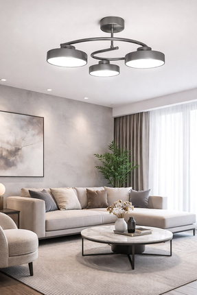 Fer Avize Dönence Led Modern Tasarım Enerji Tasarruflu Üç Renk Işık Ledli Dek...