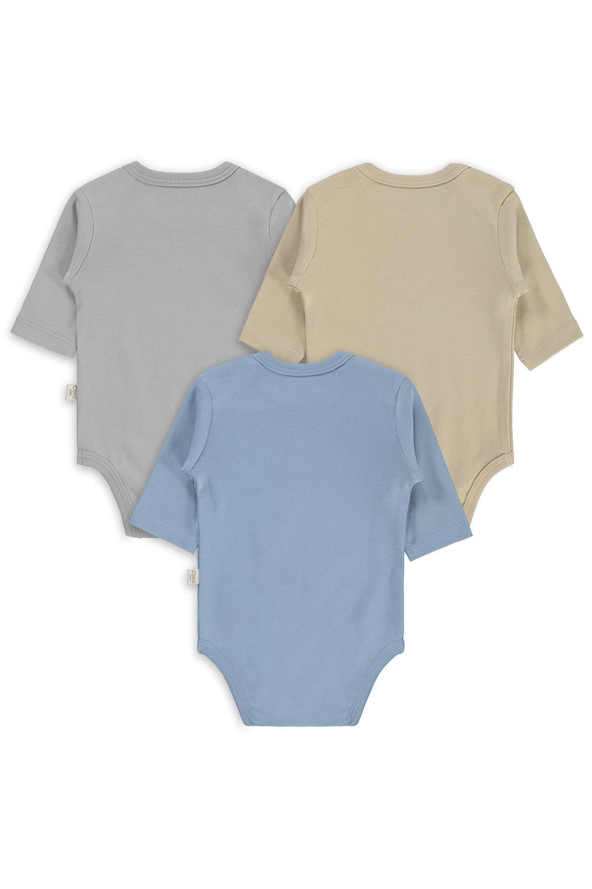 Civil Baby Basıc 3 Lü 0-36 Ay Çıtçıtlı Badi - Kahverengi 18-24 Ay fotoğrafı 2 (önizleme)