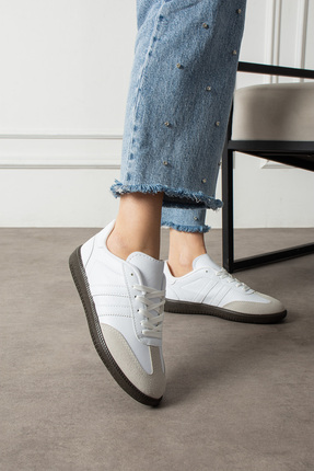 l lugshoes ayakkabı Beyaz Unisex Kadın Erkek Şeritli Rahat Taban Günlük Sneak...