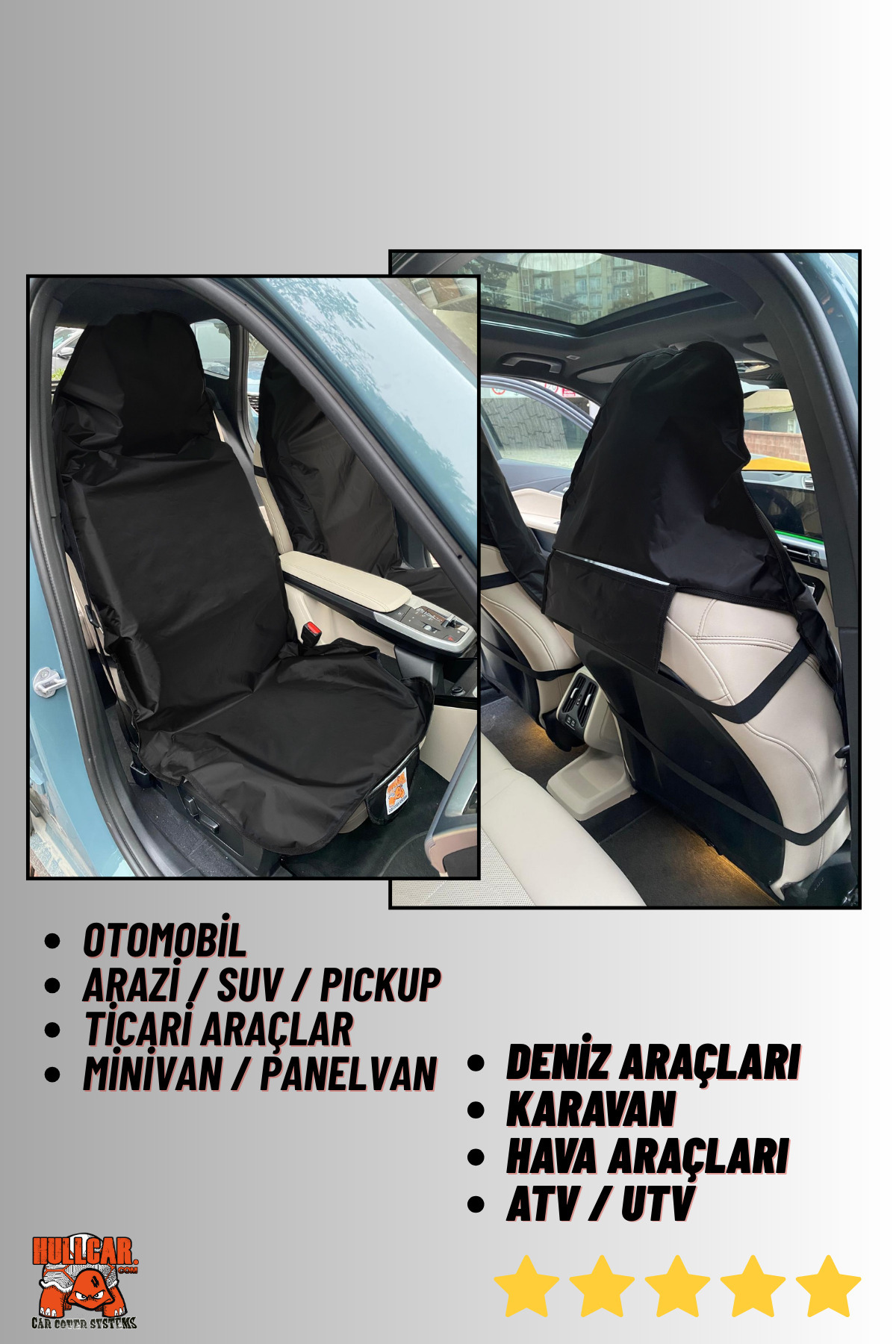 Hullcar , Çok Amaçlı Oto Koltuk Kılıfı, Yırtılmaz, Su geçirmez Araç kılıfı, Üniversal Koltuk Koruyucu fotoğrafı 5 (önizleme)