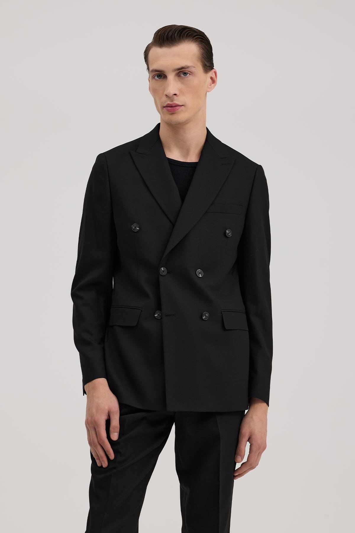 Siyah Slim Fit Sivri Yaka Takım Elbise — مشکی JK00SF02M021 — تصویر 2 از 5