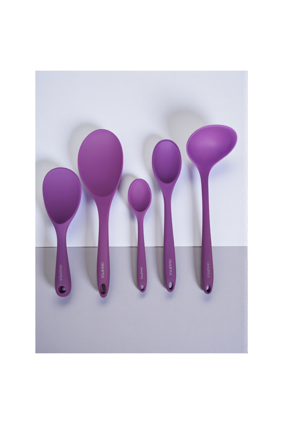 Non-flammable, non-stick, non-scratch 100% silicone 5-piece spoon ladle set