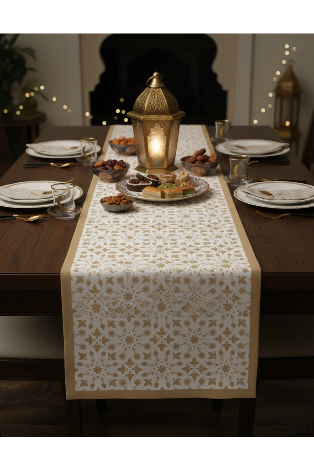 tarzınısec Ramadan Moon Motif Digital Printed Runner Tablecloth 40X140 cm