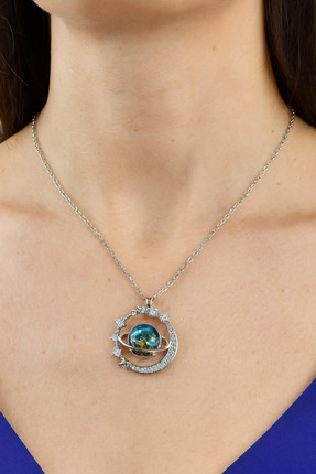 Novamtrend Yıldız Detaylı Zirkon Taşlı Gümüş Renk Kadın Kolye