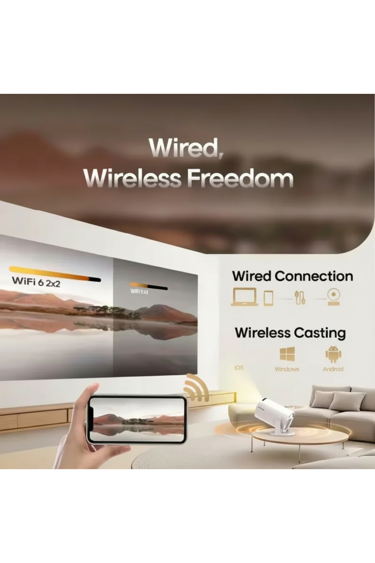 جهاز عرض الوسائط المتعددة للمسرح المنزلي LED Hy300...