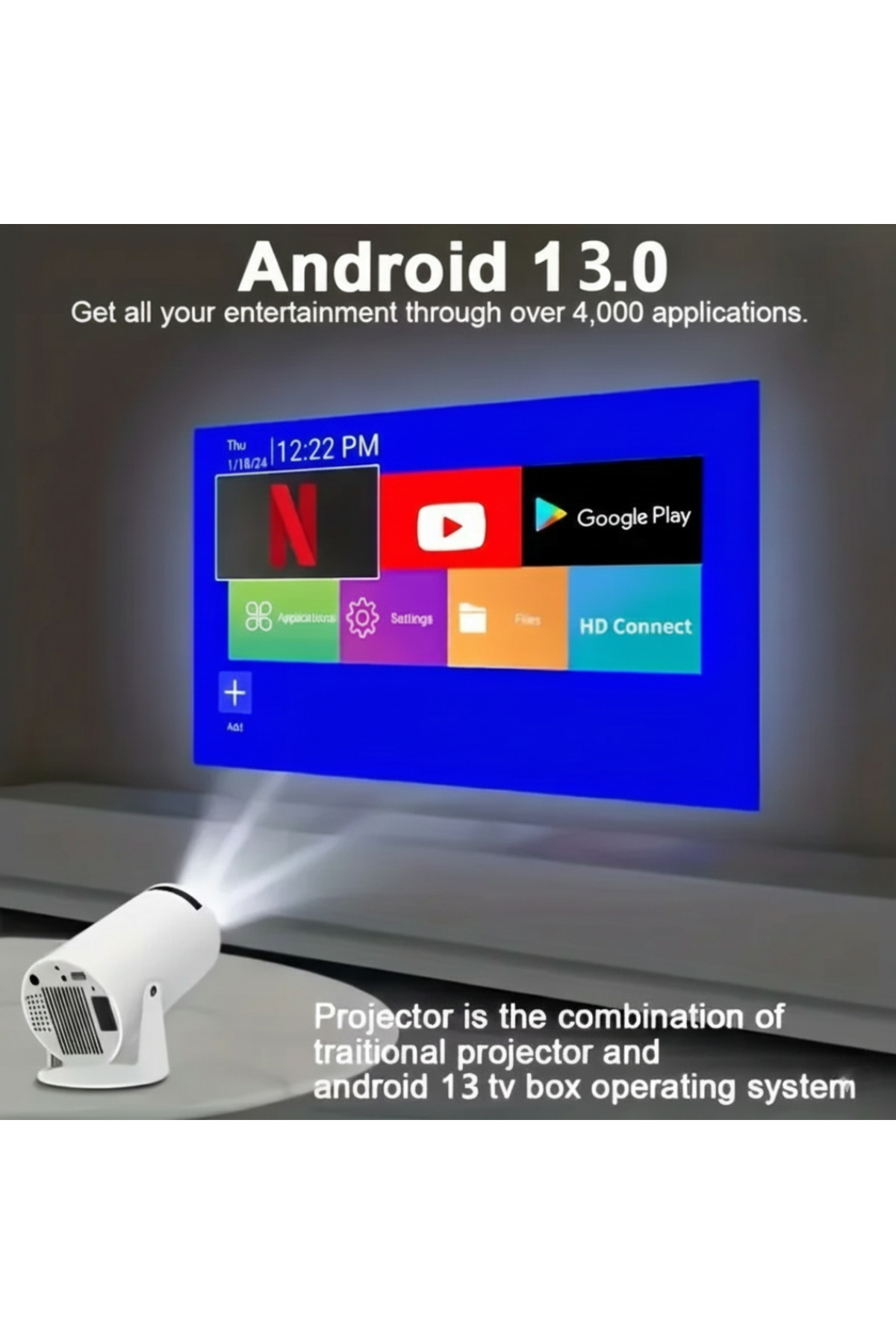 جهاز عرض الوسائط المتعددة للمسرح المنزلي LED Hy300...