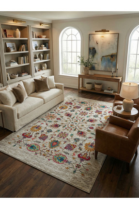 Rose'n Home Arte VN002 Vintage Klasik Çiçek Figürlü Dekoratif Şönil Halı Salo...