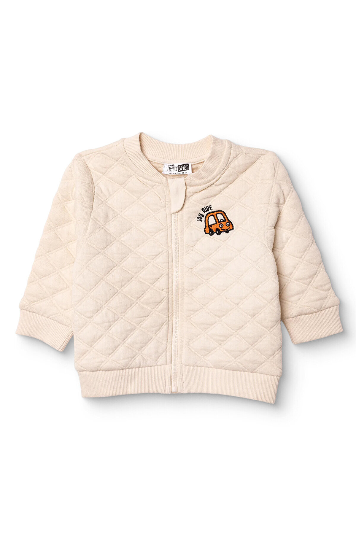 HelloBaby HelloBaby Baby Boy Quilted Cardigan Zippered Little Car Mandarin Collar Long Sleeve