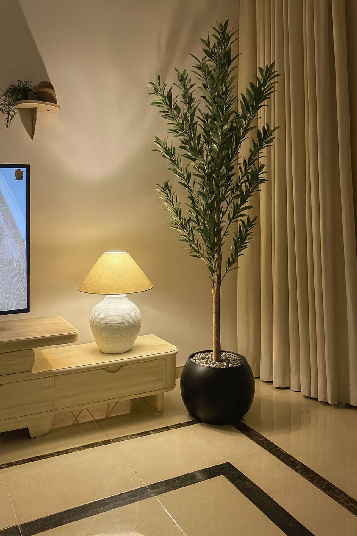 CENTRHOME شجرة زيتون اصطناعية بطول 160 cm بمركن مكور