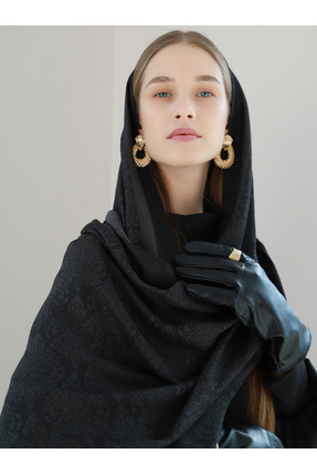 Sadah Amiri Mahrem Siyah Floş Viskon Şal