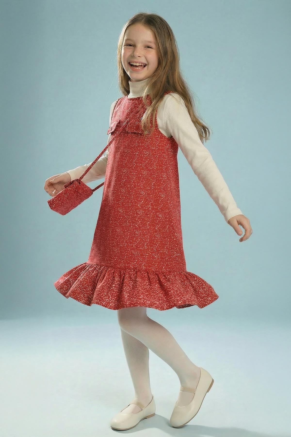 Perendi Kız Çocuk Çantalı Jile Elbise ve Badi fotoğrafı 3 (önizleme)