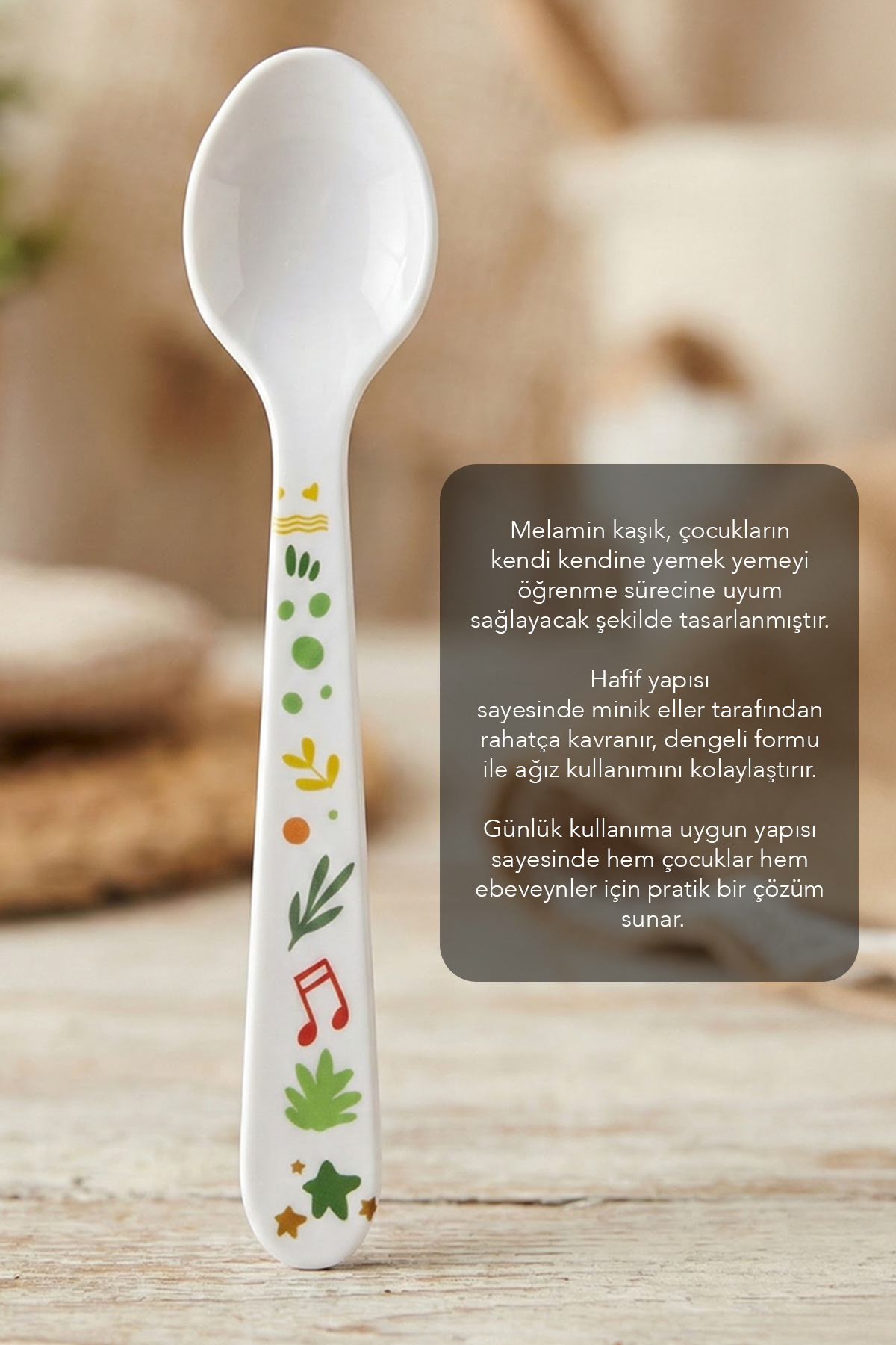 Meleni Baby Figürlü Melamin Kaşık - Çocuk Bebek Beslenme Mama Kaşığı Alıştırma Kaşığı fotoğrafı 4 (önizleme)