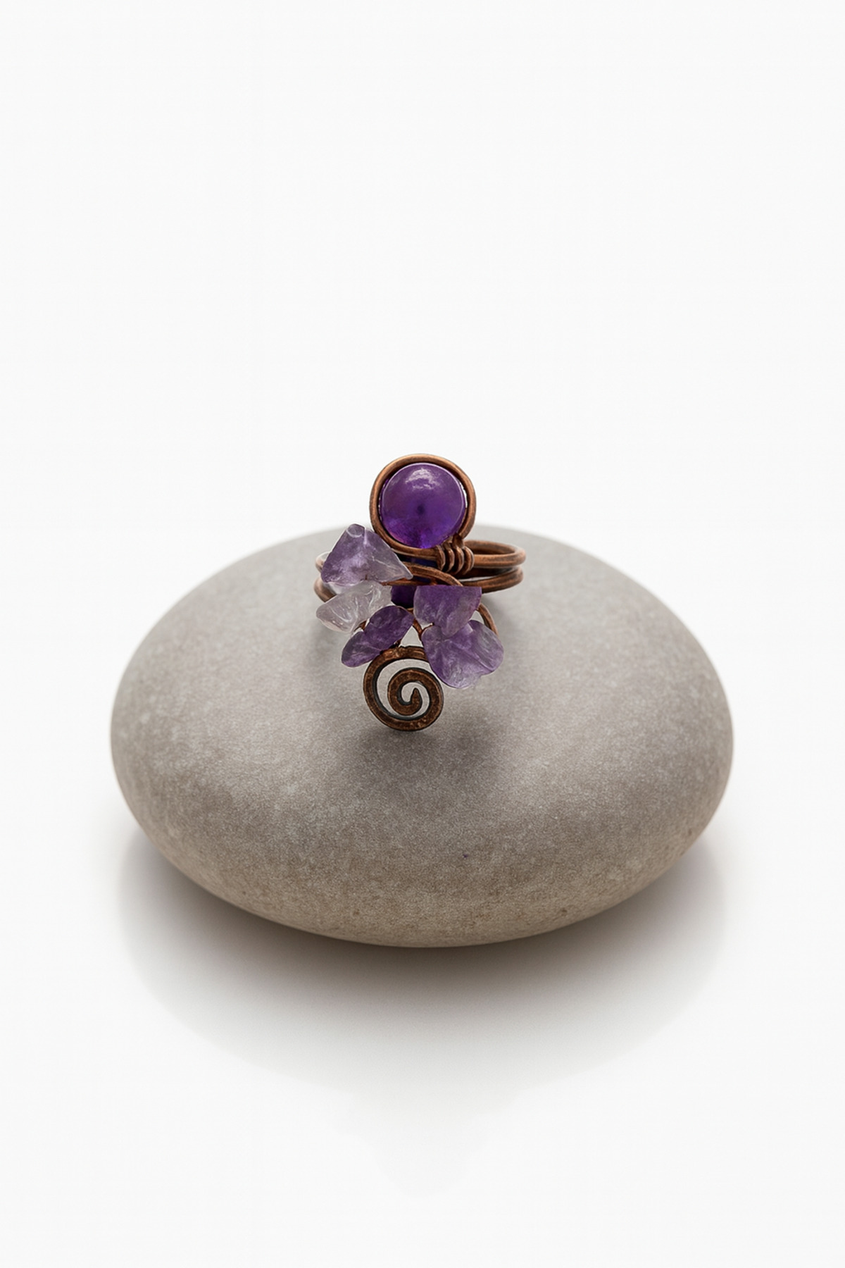 Amethyst Stone Broken Natural Stone Adjustable Ring