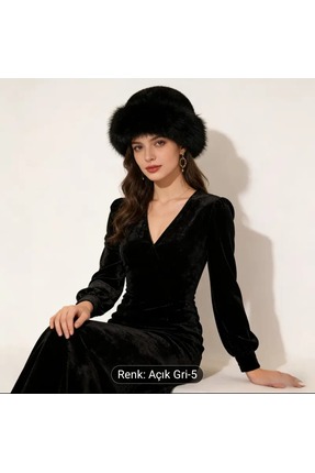 ALPCES Kadın Peluş Kürk Şapka Yumuşak Dokulu, Sıcak Tutan Kışlık Model Bej,Be...